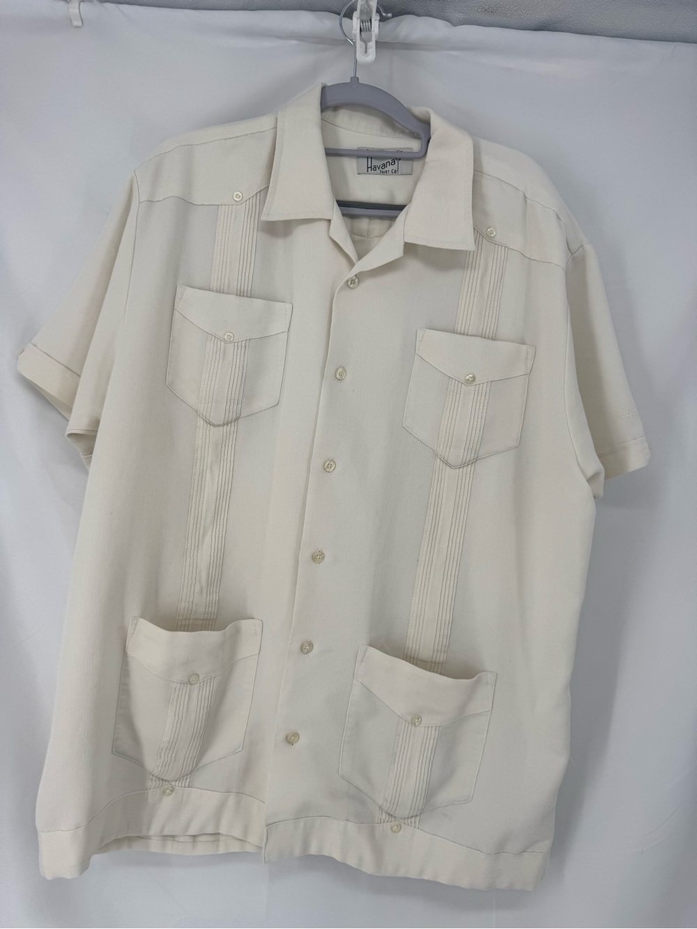 Havana Shirt Co Short Sleeve Guayabera Shirt in Cream 0271
